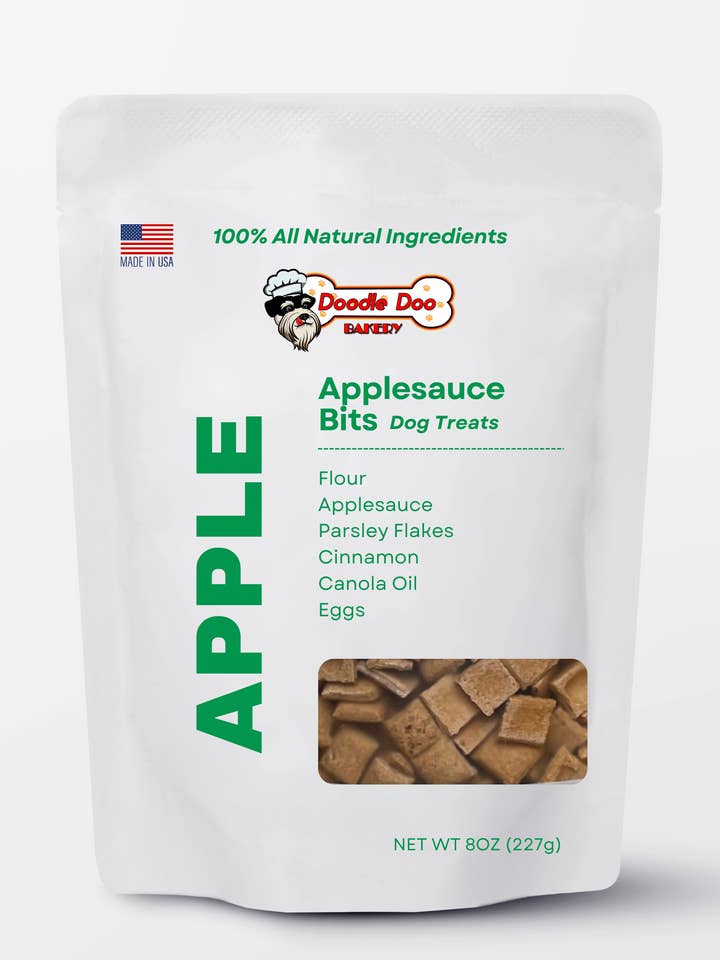 Homemade Dog Treats - Apple Bits Dog Biscuits 1/2 lb for wholesale by Doodle Doo Bakery