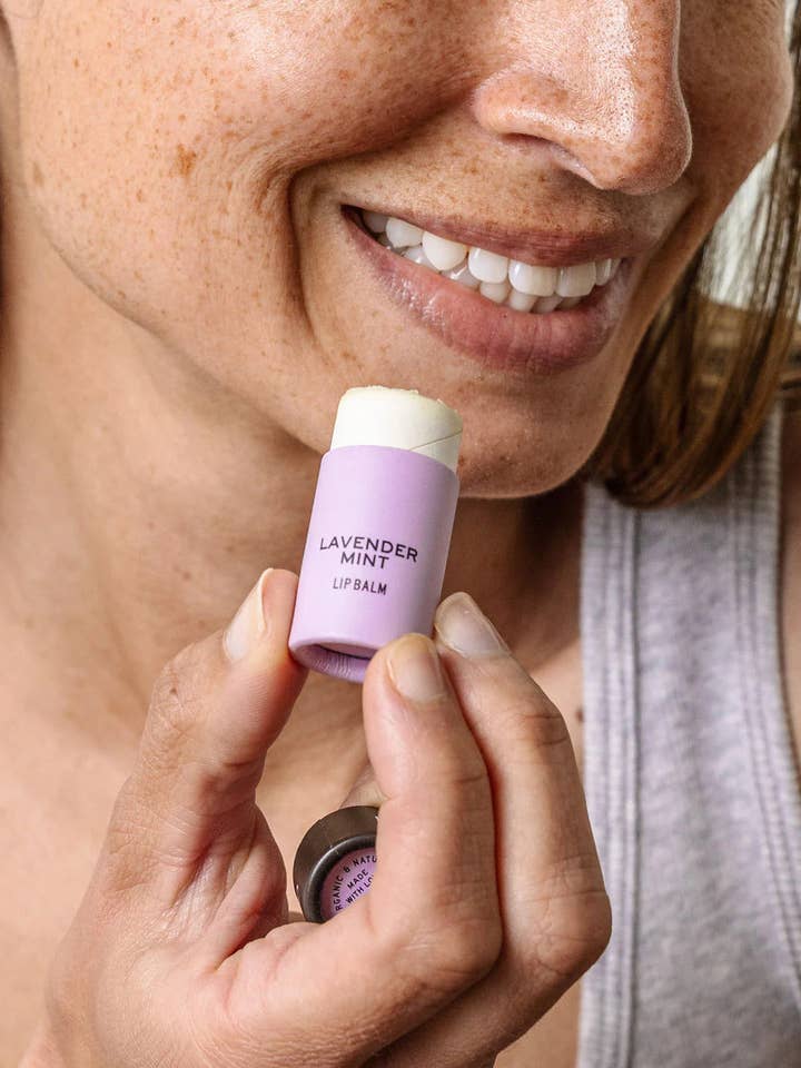 Lavender Mint Organic Lip Balm / 0.3 oz Biodegradable Tube for wholesale by Good Flower Farm