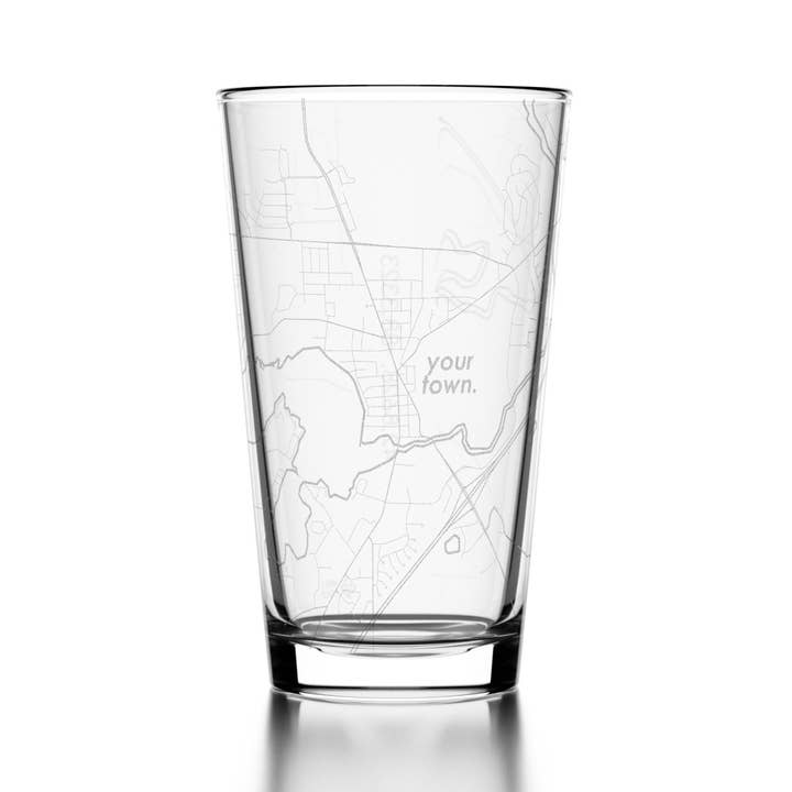 Well Told - Wholesale Beer Glass/Mug - CUSTOM ETCHED - U.S. City / Town Map - Pint Glass - 16 oz2