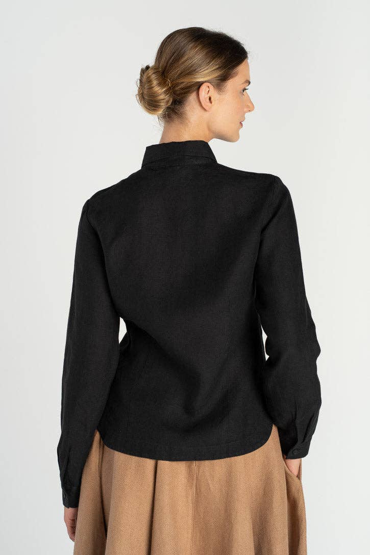 Son de Flor - Wholesale Button Down Shirt - Women's - Frida – Linen Shirt with Sharp Collar6