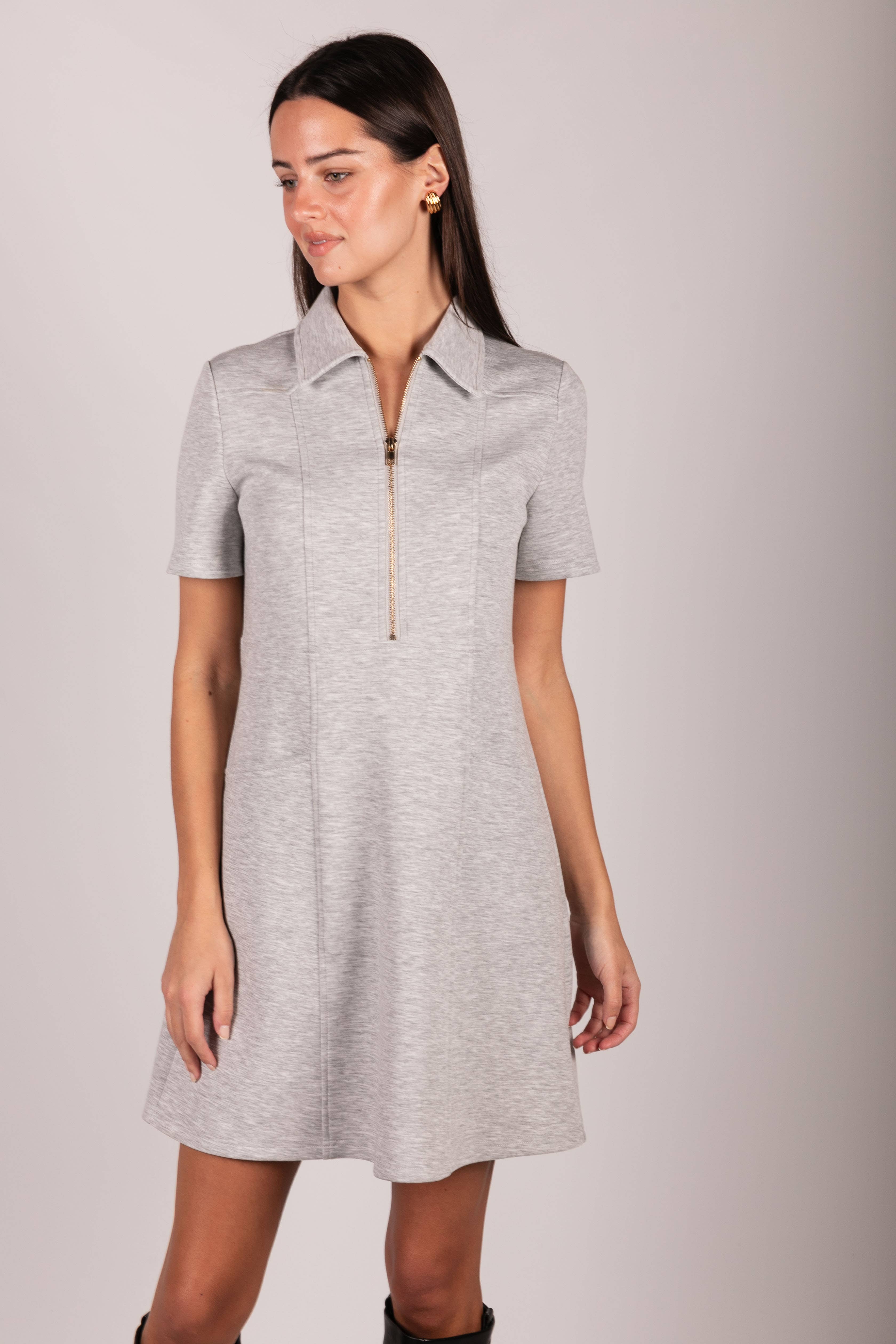 P. CILL - Wholesale Dress - Women's - P. CILL Butter Modal Quarter Zip Short Sleeve Dress1