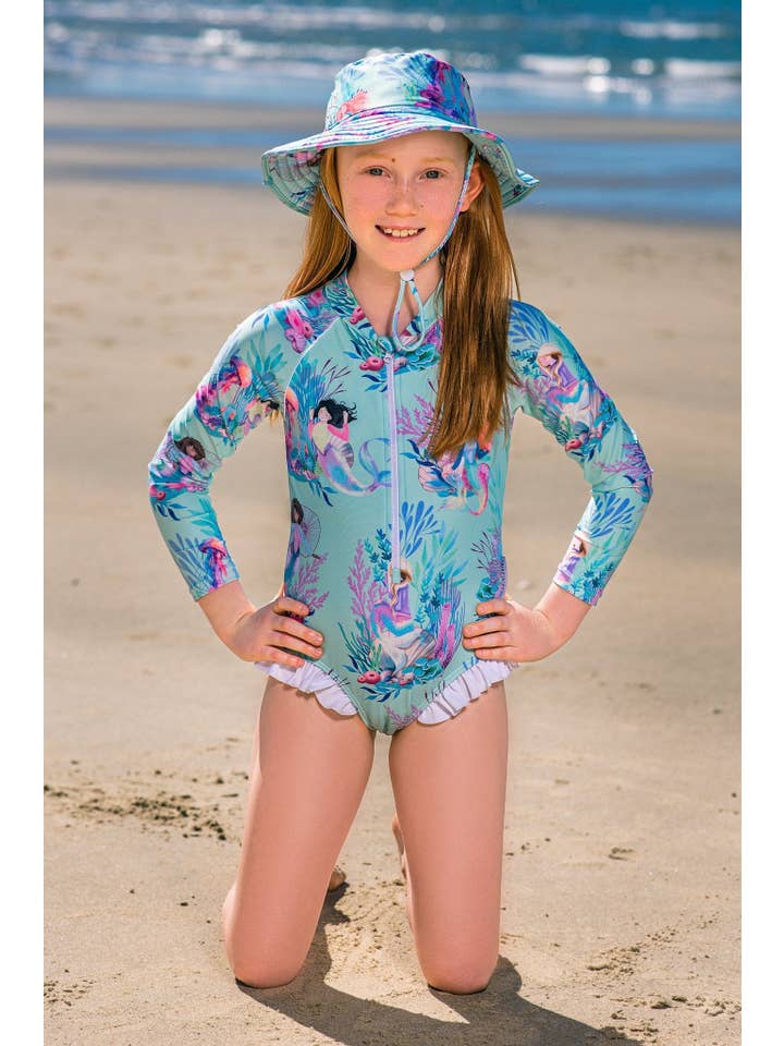 Tribe Tropical - Wholesale Swim cap – Kids & Baby - Wide Brim Swim Hat - Mermaid Waters