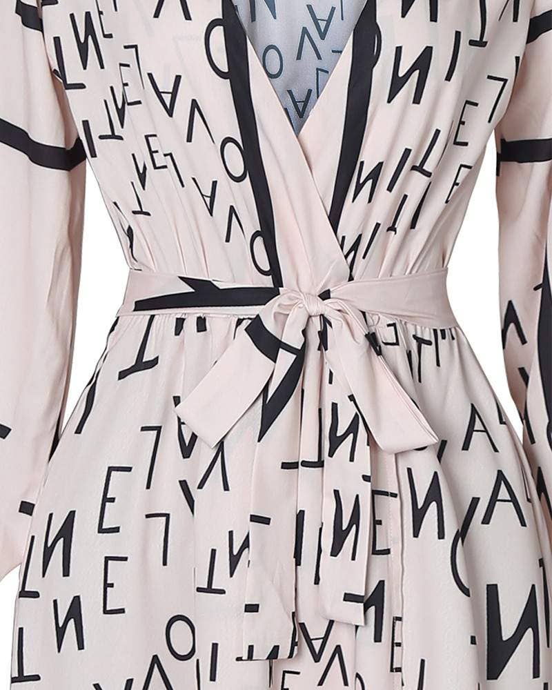 ABRIKOOS maxi-jurk met print met lantaarnmouwen met hoge split voor groothandel op Faire7