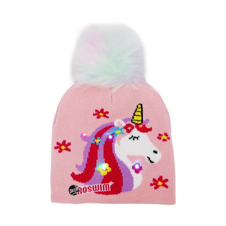 Cap Zone – wholesale Mössa - Barn – Little Girls Unicorn LED-upplyst kort mössa