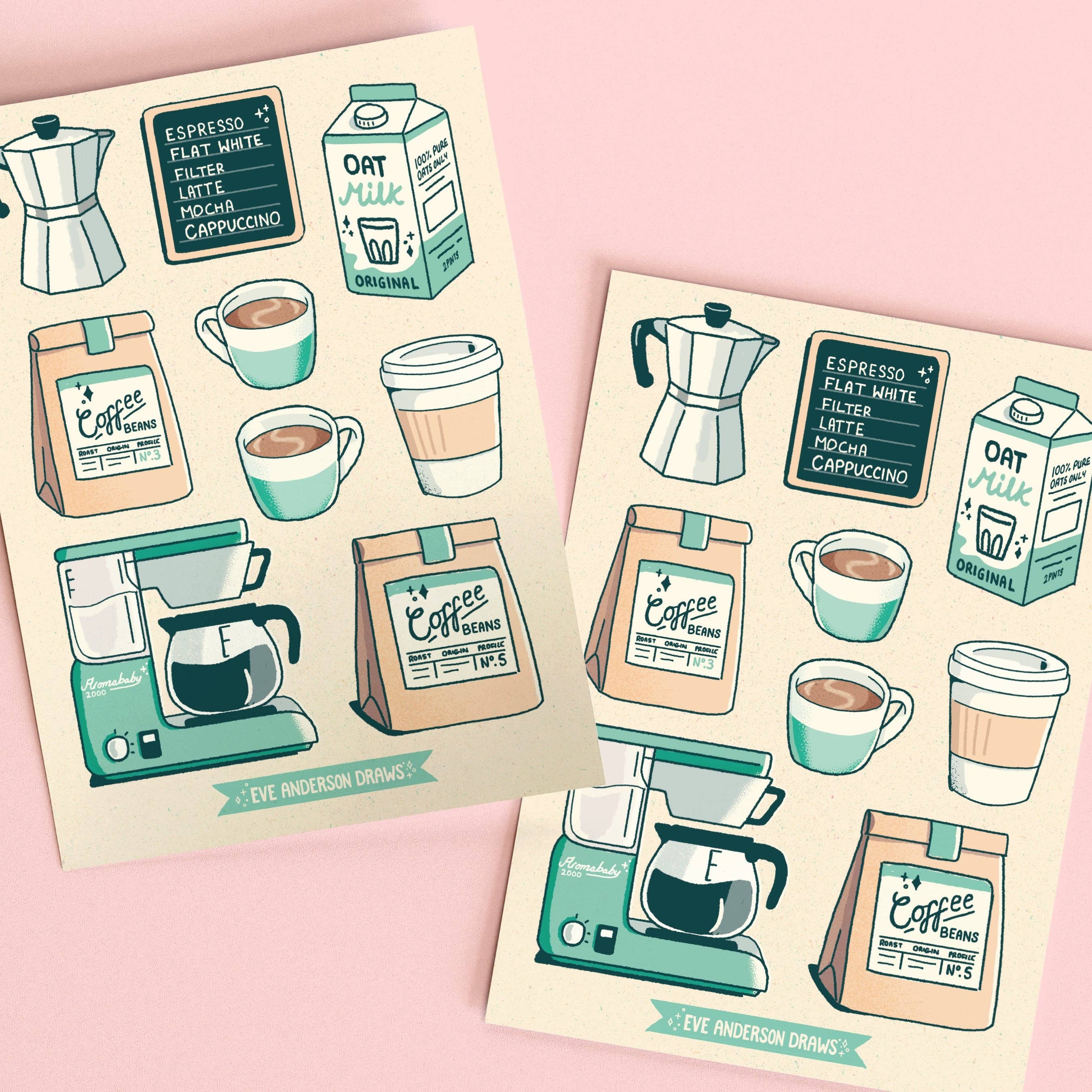 Eve Anderson Draws - Wholesale Sticker - Coffee Sticker Sheet - A62