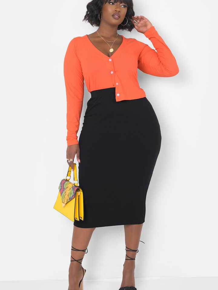Essential Bodycon Midi Skirt - Black for wholesale by REBDOLLS