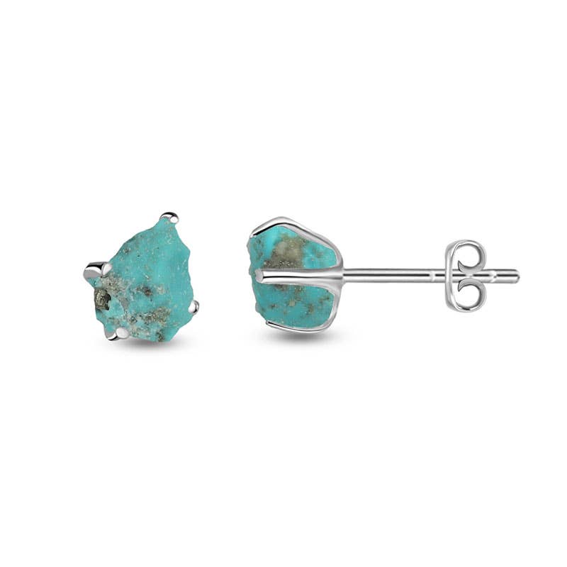 Nature Crafts - Vente Clous d'oreille - Clous d'oreilles à tige en turquoise brute naturelle en argent sterling2