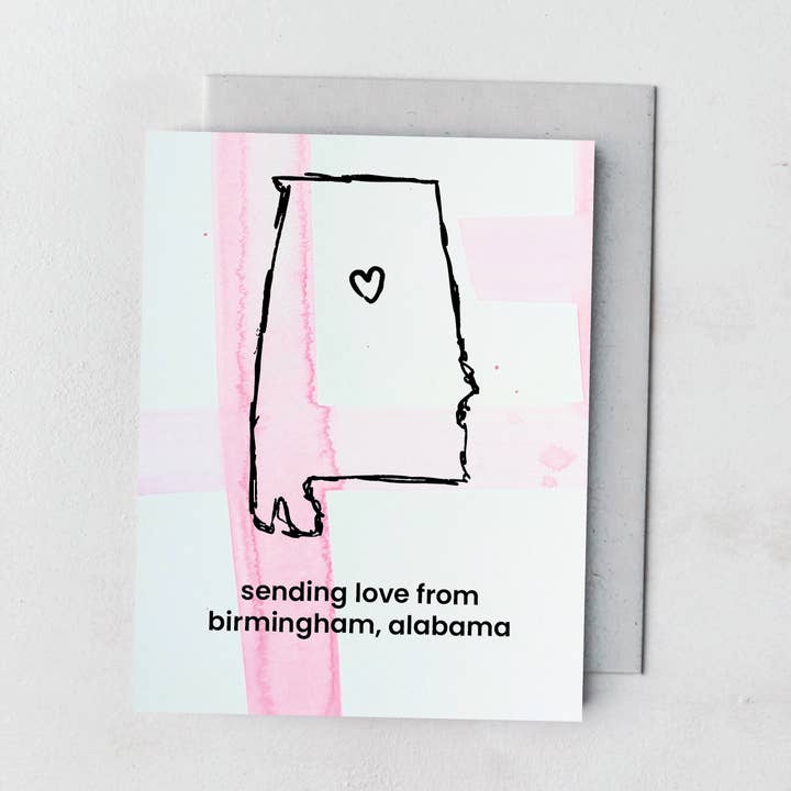 Alabama State Hand Painted Card (Customize!) for wholesale by Beau Paper Co.