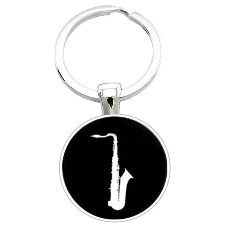 Saxophone Keyring - Black And White for wholesale by Bassin And Brown