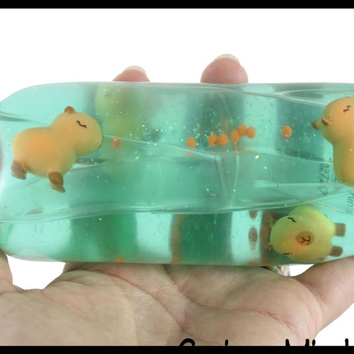 Curious Minds Toys - Vente Jouet mou – enfant et bébé - 1 jouet anti-stress en forme de serpent en tube rempli d'eau, un Capybara géant :