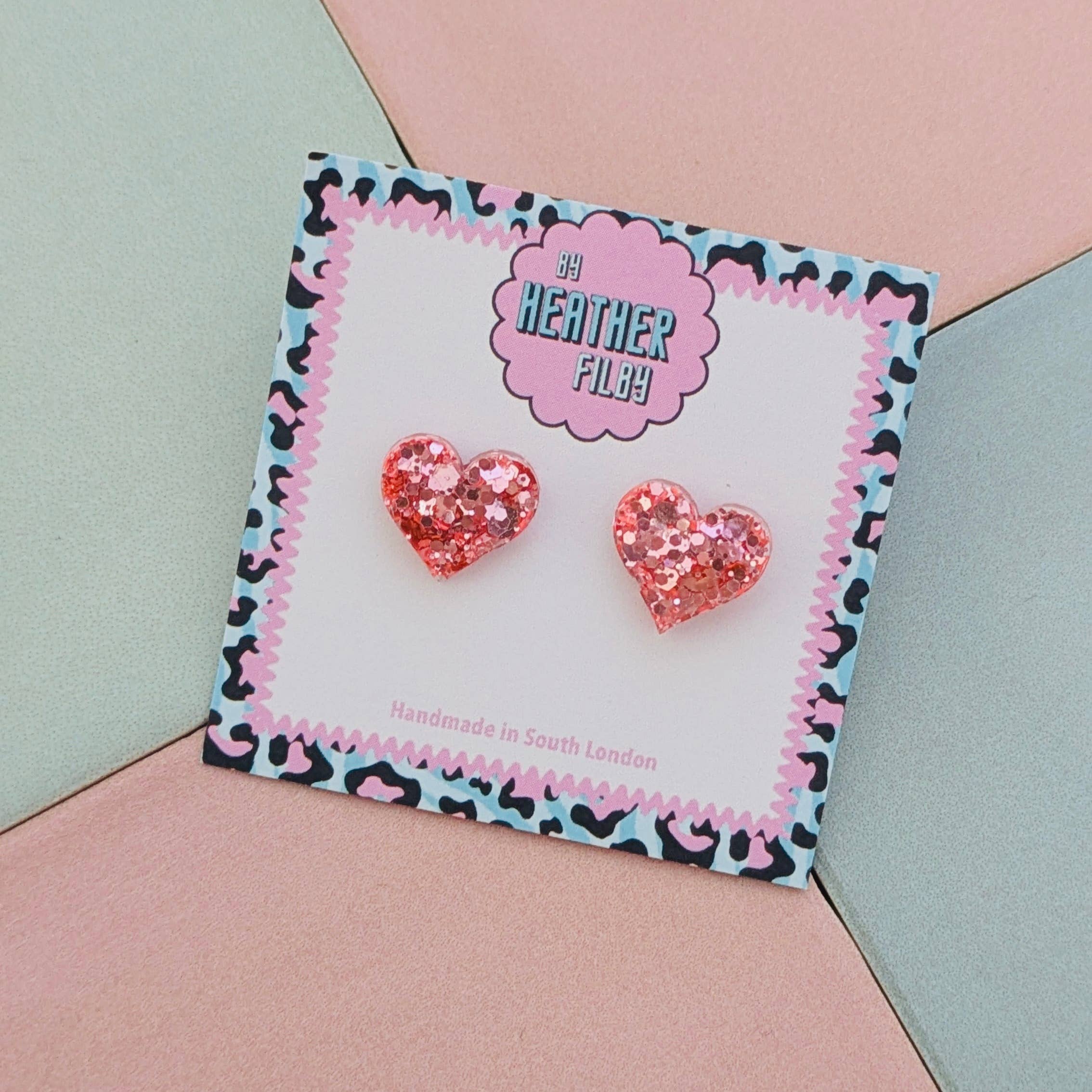 By Heather Filby – wholesale Stud/post earrings – Heart Stud Glitter Earrings (MORE COLOURS) - Best Seller14