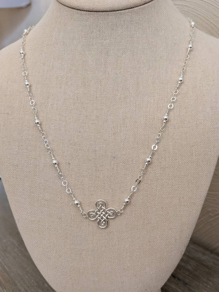 Sterling Silver Hand-connected Chain with a Celtic Cross for wholesale by North Fork Jewelry Design, LLC