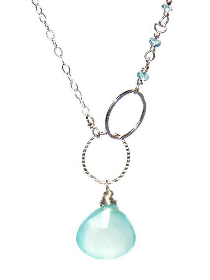 Collana in argento con calcedonio e apatite per la vendita all'ingrosso da parte di Judy Brandon Jewelry