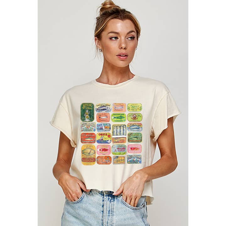 SARDINES GRAPHIC CROP TOP for wholesale by Illustrated Society