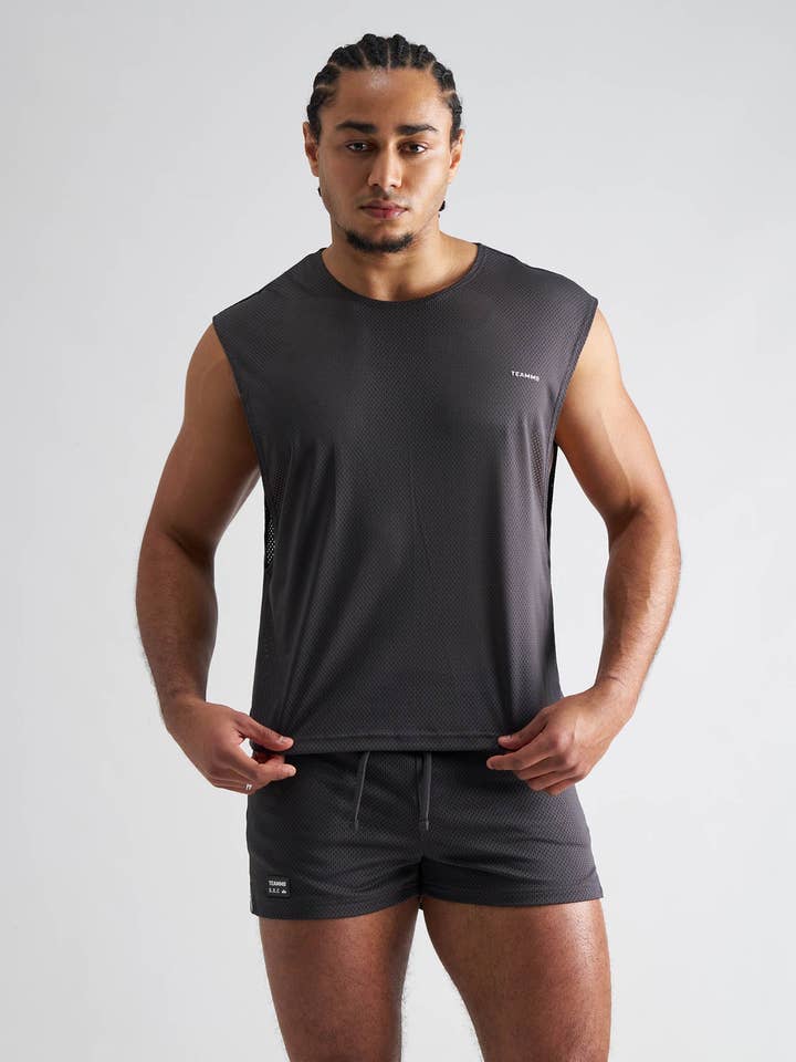 S.S.C. Mesh Muscle Tank - Gunmetal för wholesale av TEAMM8