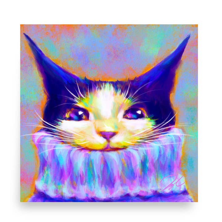 Collection Chroma Cats — Peinture « Pull épais » | Tirage d'art pour la vente par JoyousJoyfulJoyness
