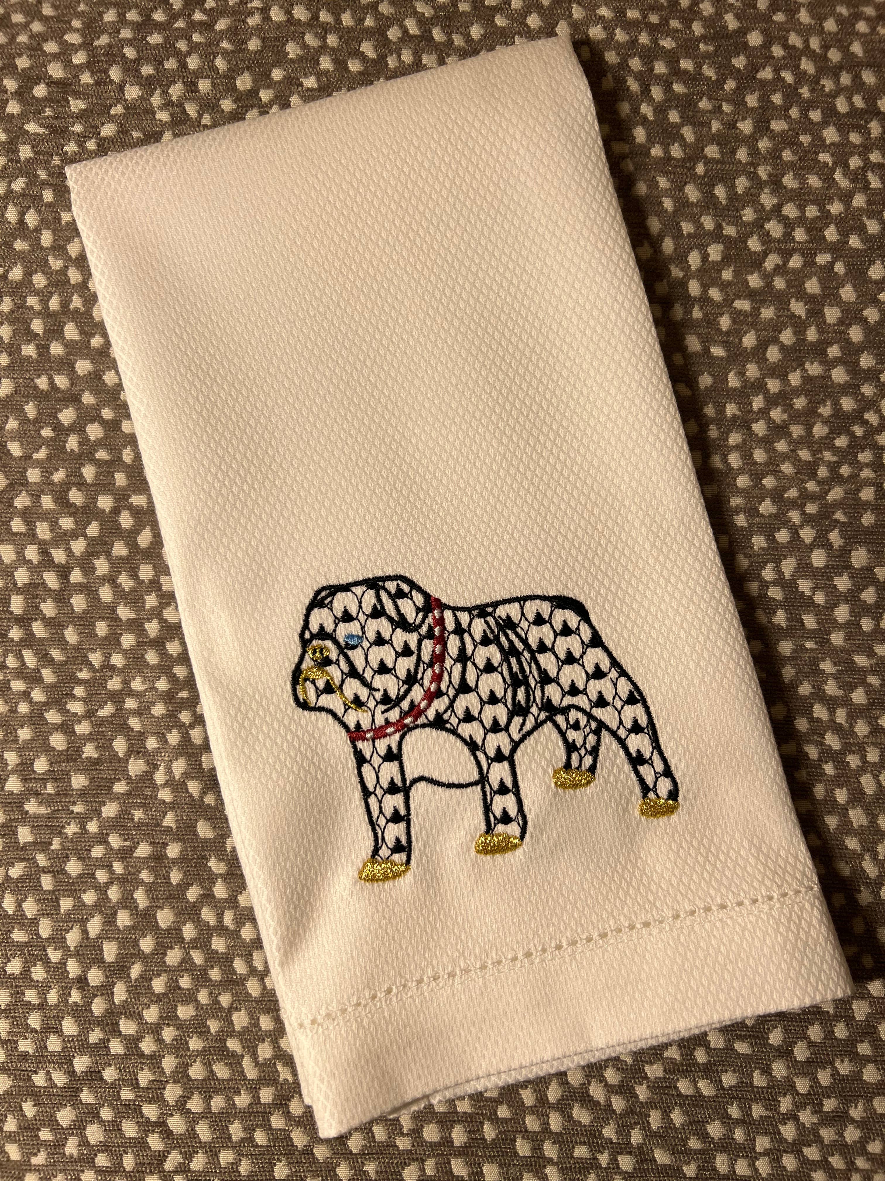 Oh Happy Day Shoppe - Vente Torchons - Serviette Bulldog Huck1