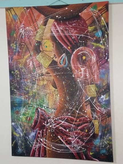 Afrikansk kvindekunst på lærredsmaleri for engroshandel hos Delight merchants