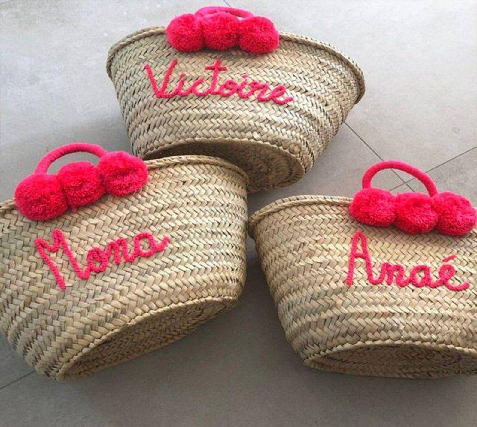 DarKech – wholesale Strandväska – Personlig halmväska med monogram och tofsar4