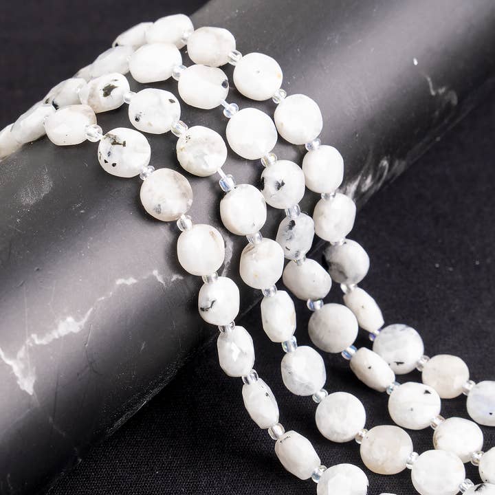 Cuentas de disco Heishi | Piedra de luna arcoíris | Cuentas de cristal planas para venta al por mayor de Soothing Crystals Beads