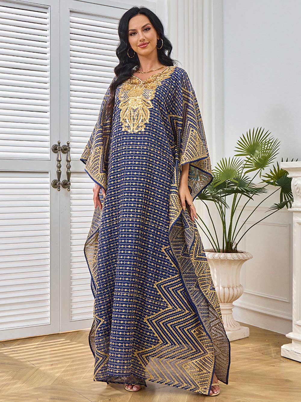 Blue 2025 NEW Dubai Abaya Dress Embroidered Elegance for wholesale on Faire3