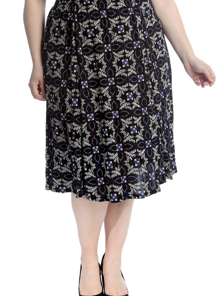 5049 Tile Print Skater Skirt for wholesale by NOUVELLE