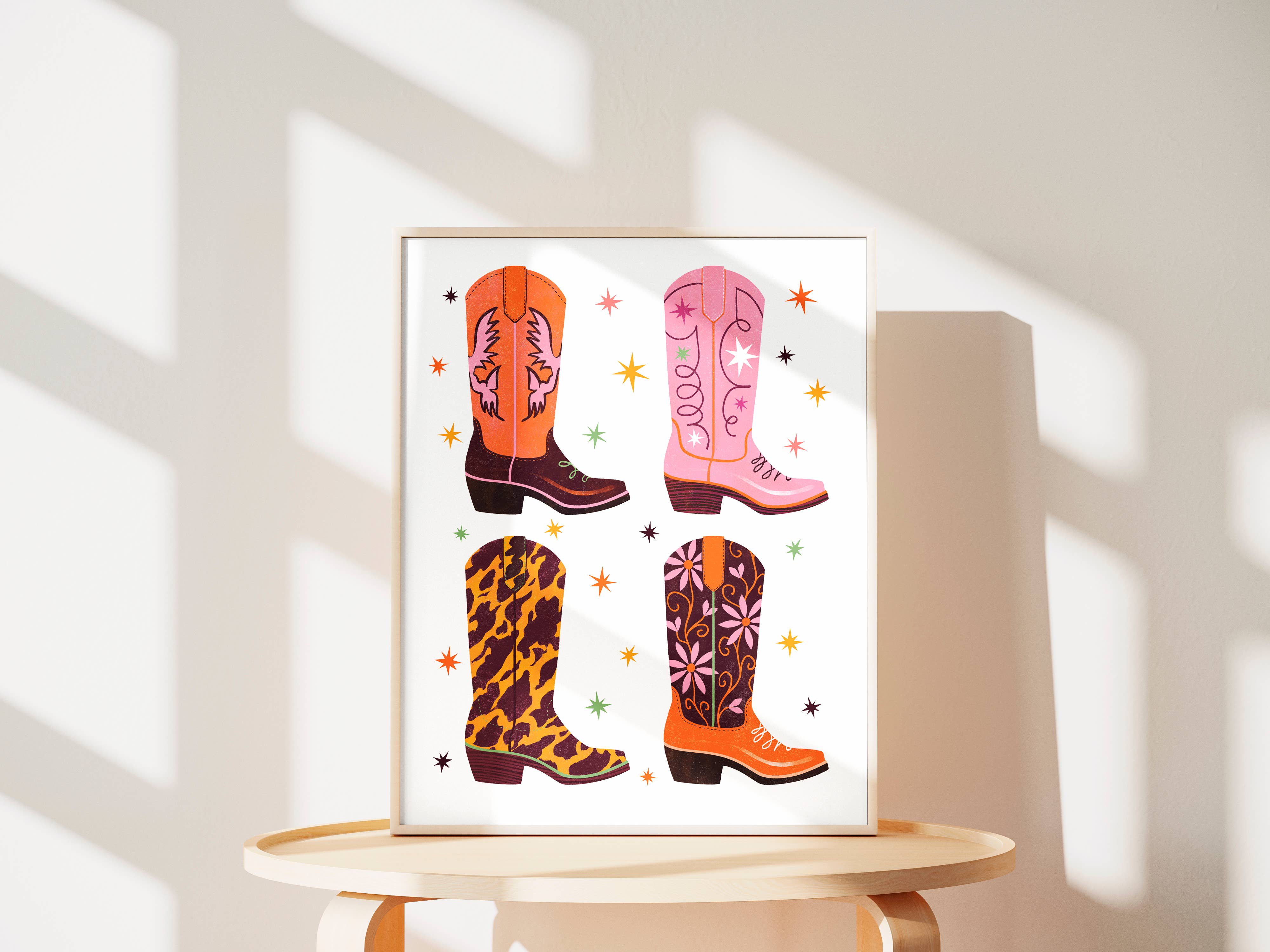 Katie Melrose Made - Wholesale Art Print - Cowgirl Boots Art Print1