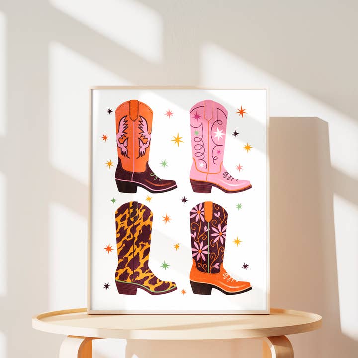 Katie Melrose Made - Wholesale Art Print - Cowgirl Boots Art Print1