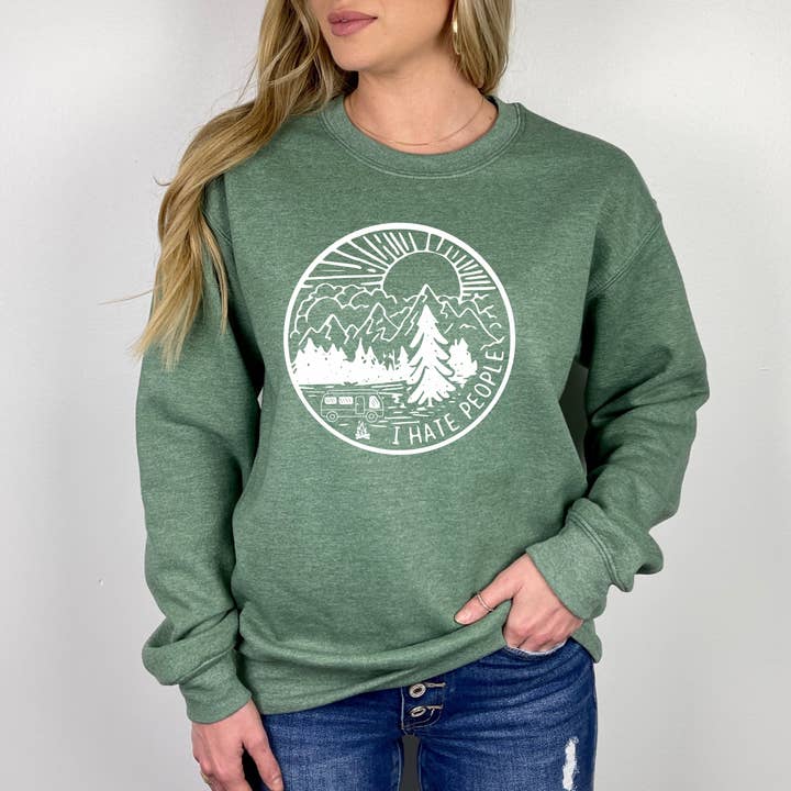 208 Tees - Wholesale Graphic Sweatshirt - Women's - I Hate Everyone Camping Sweatshirt *UNISEX FIT*79