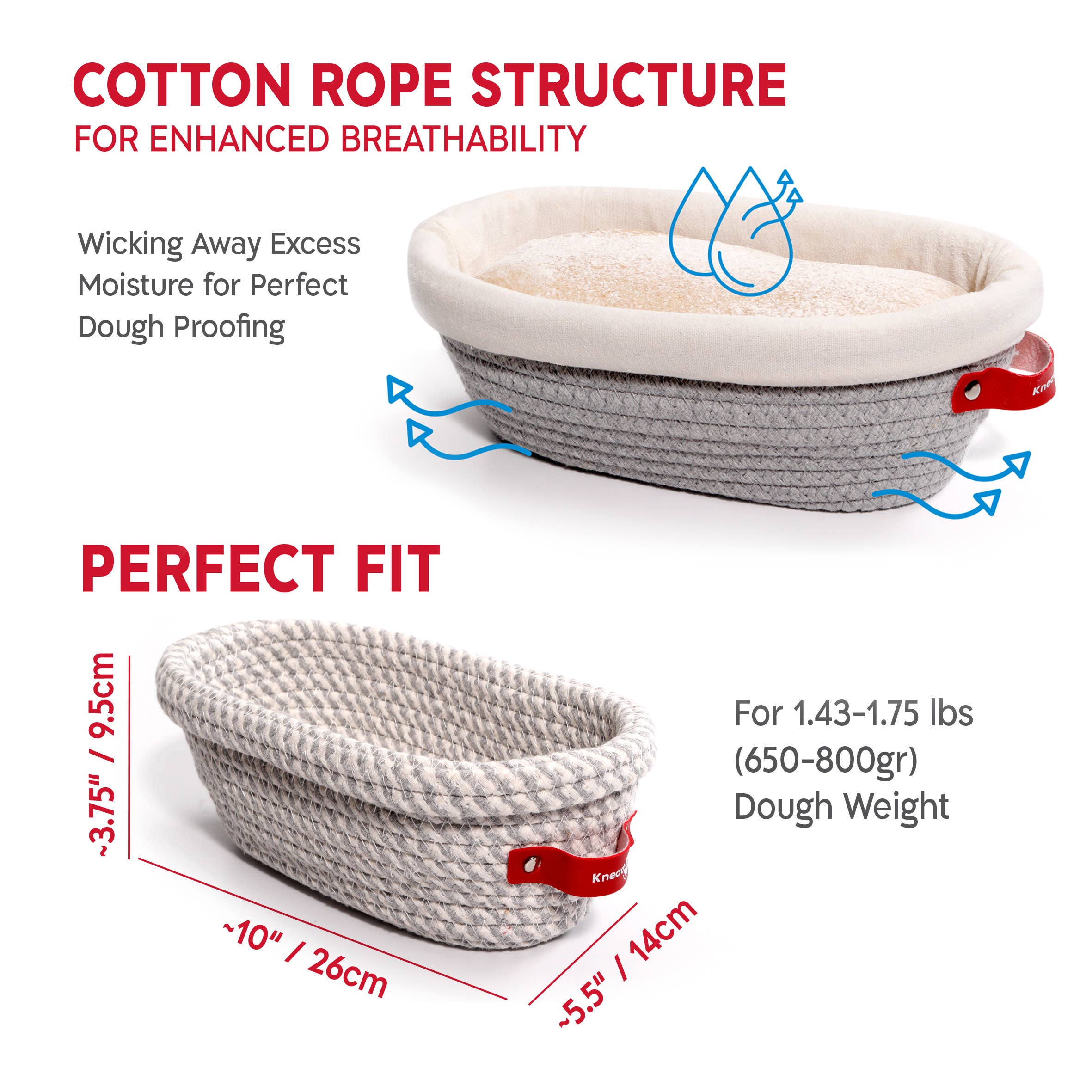 KneadAce - Wholesale Kitchen Tool/Gadget - KneadAce Sourdough Kit: 24oz Jar, 2xOval Baskets, Bread Lame2