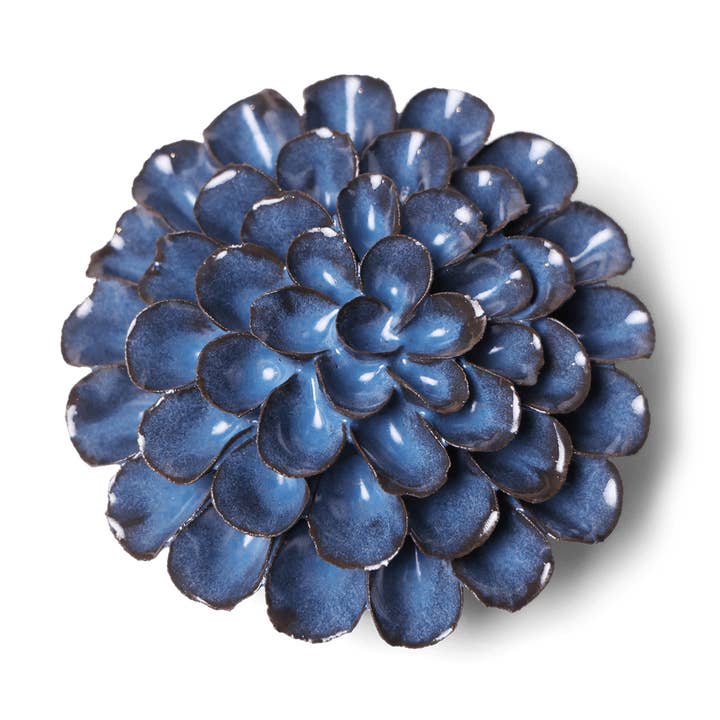 Flor de Cerâmica Japonesa Azul Cinza Pom Pom Dália por atacado de Chive UK