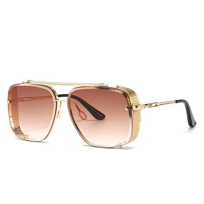 WoodWristCo – wholesale Sunglasses – Unisex – Men's and women's square metal double beam Sunglasses5