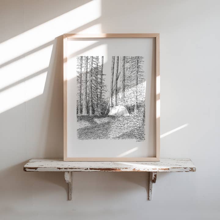 Vanee.ink - Wholesale Art Print - Woodland Camping Print1