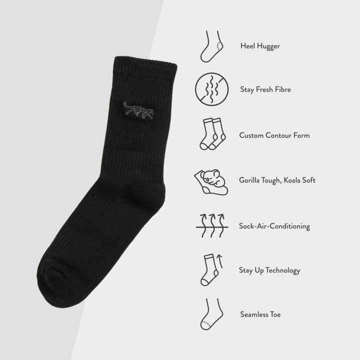 Bare Kind Socks - Wholesale Socks - Unisex - Black Panther Socks | Ribbed Bamboo Socks | Black Socks5