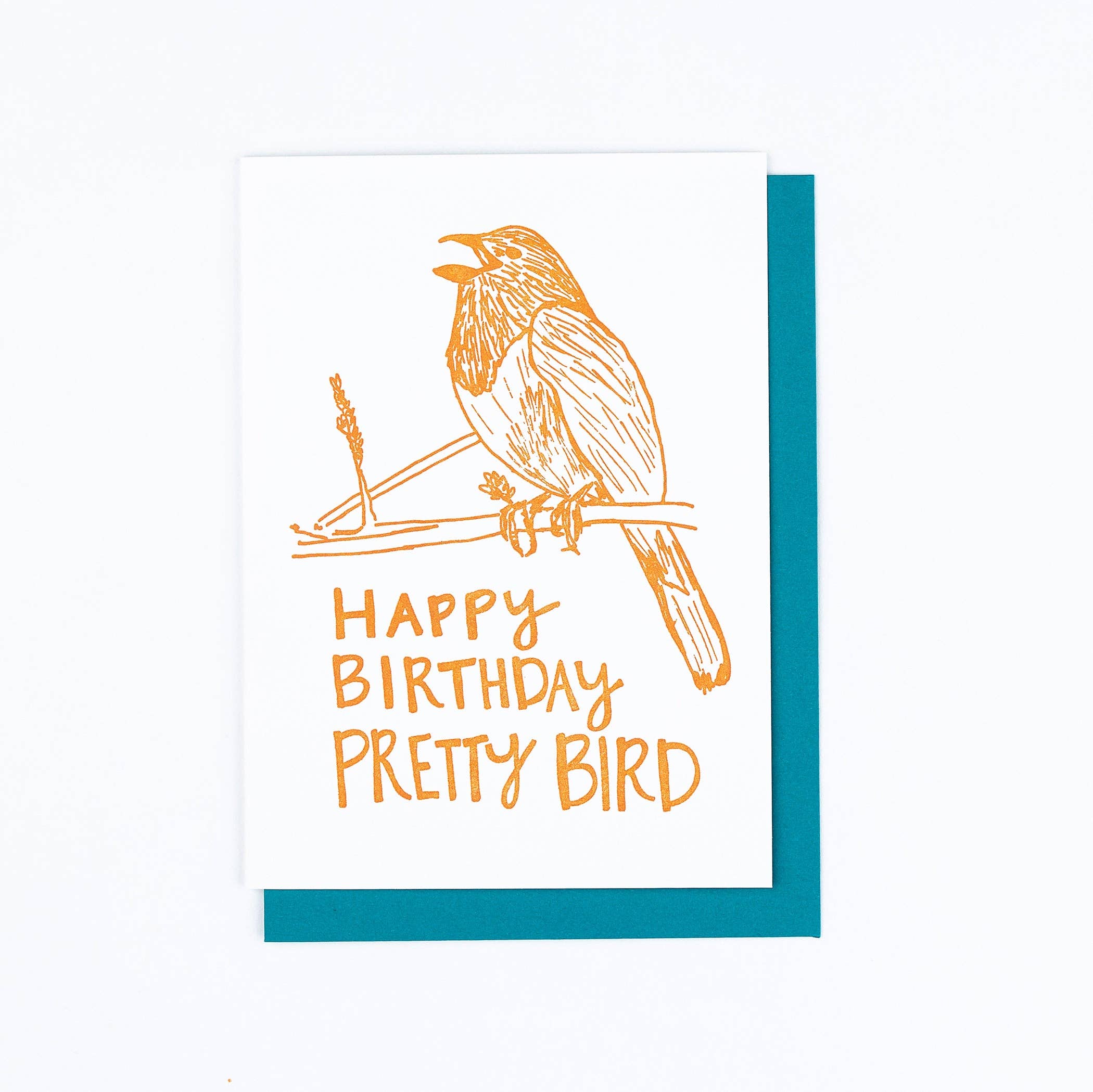 Macon York Press – Großhandel Geburtstagskarten – Letterpress-Geburtstagskarte: Eastern Towhee „Pretty Bird“
