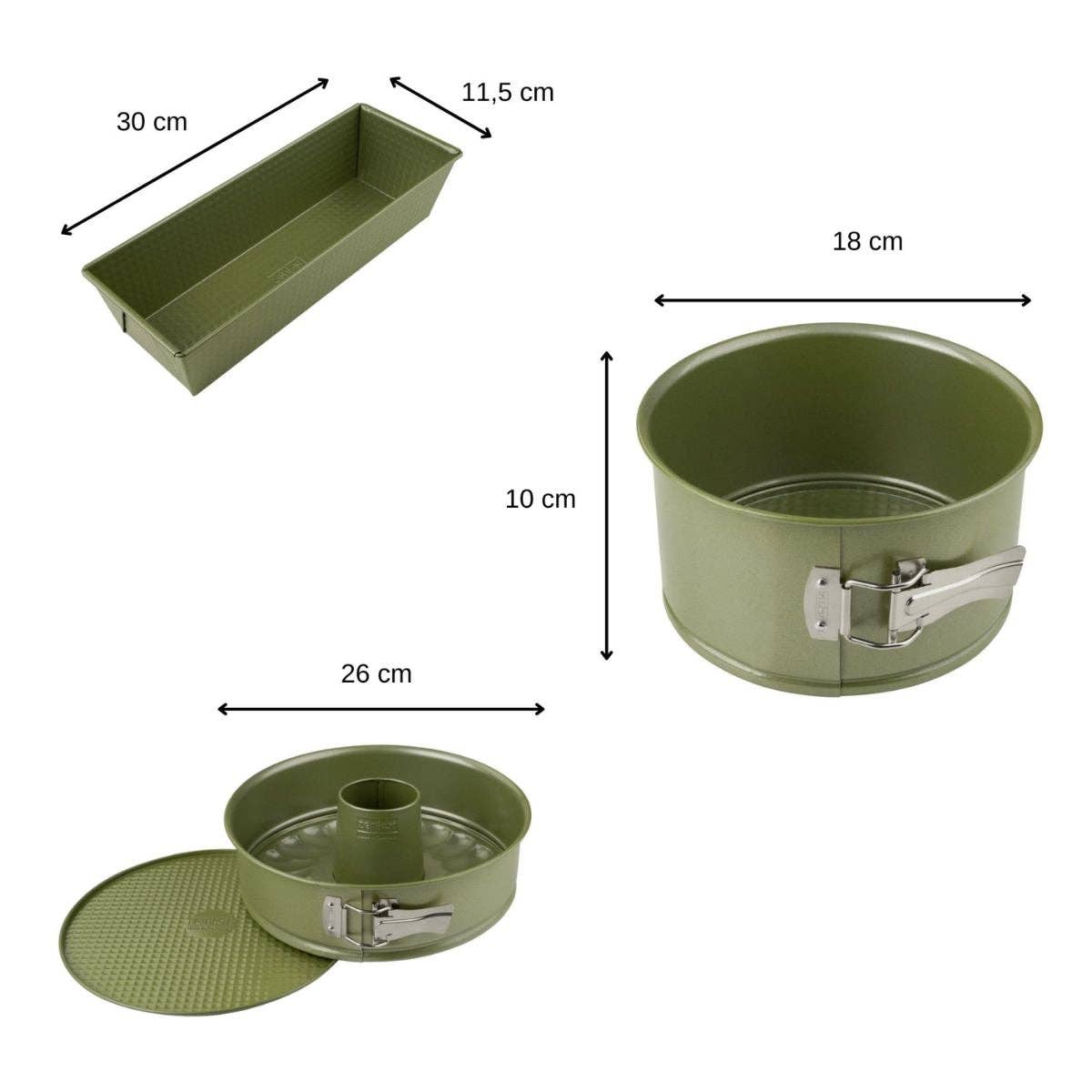 Zenker – wholesale Baking dish – Zenker Green Vision Set of 3 Cake Pans2
