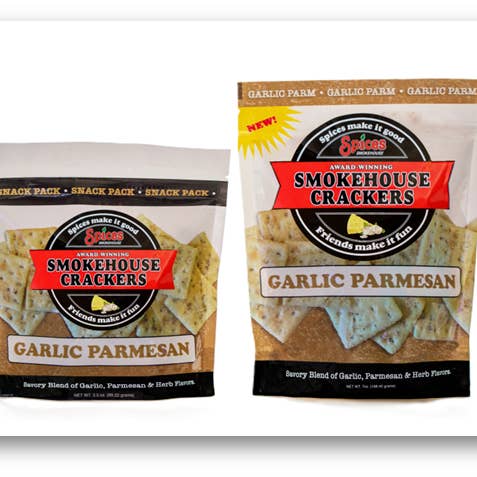 Smokehouse Crackers - Wholesale Crackers - Spices Smokehouse Crackers - Garlic Parmesan - 12ct