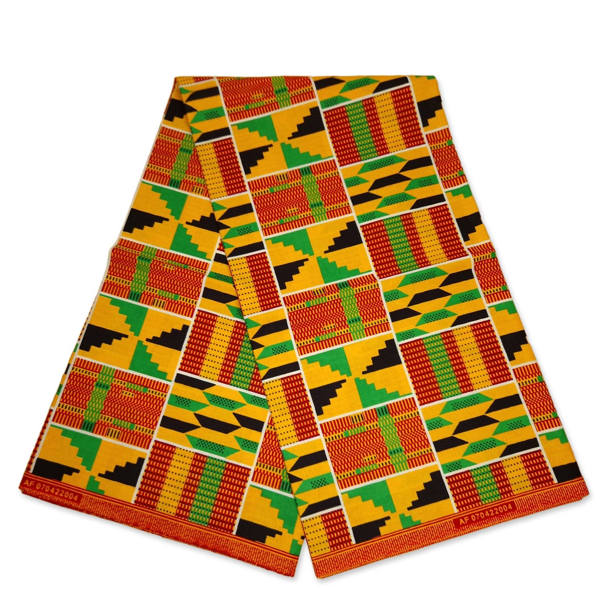 AfricanFabs – Großhandel Stoff – 6 Yards - Afrikanischer Grün-Gelber Kente-Stoff KENTE Ghana Wachsgewebe AF-4005 - 100% Baumwolle0