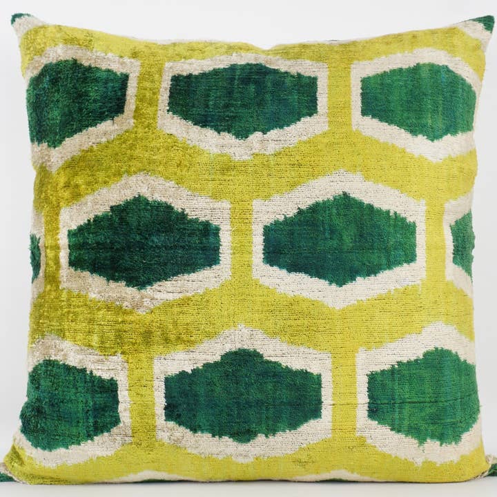 HANDGEMAAKT - IKAT ZIJDE/FLUWELEN KUSSENSLOOP 20"x20" voor wholesale door MD Home