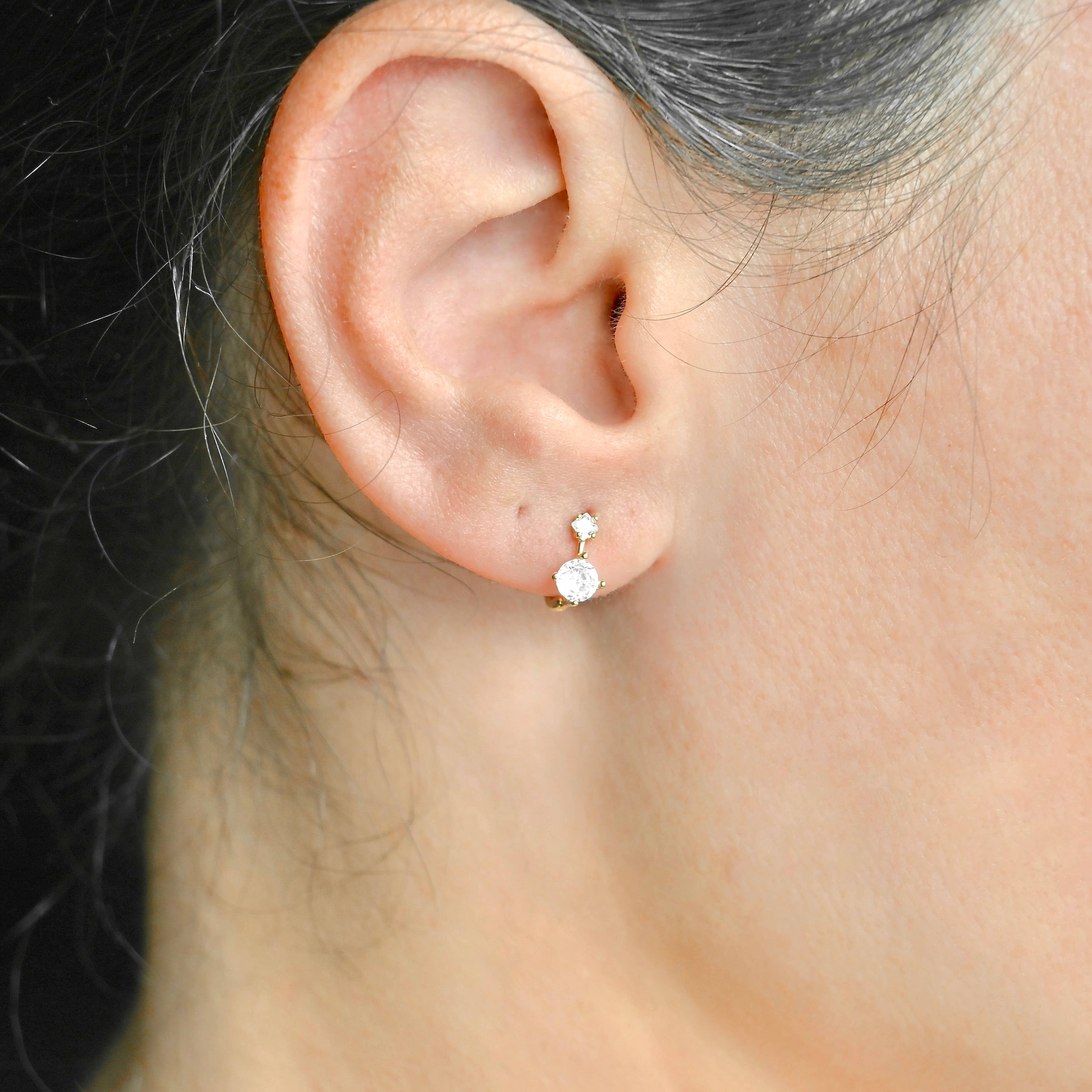 Blueyejewelry - Wholesale Huggie Earrings - Double Diamond Huggies - Sterling Silver CZ Huggie Earrings11