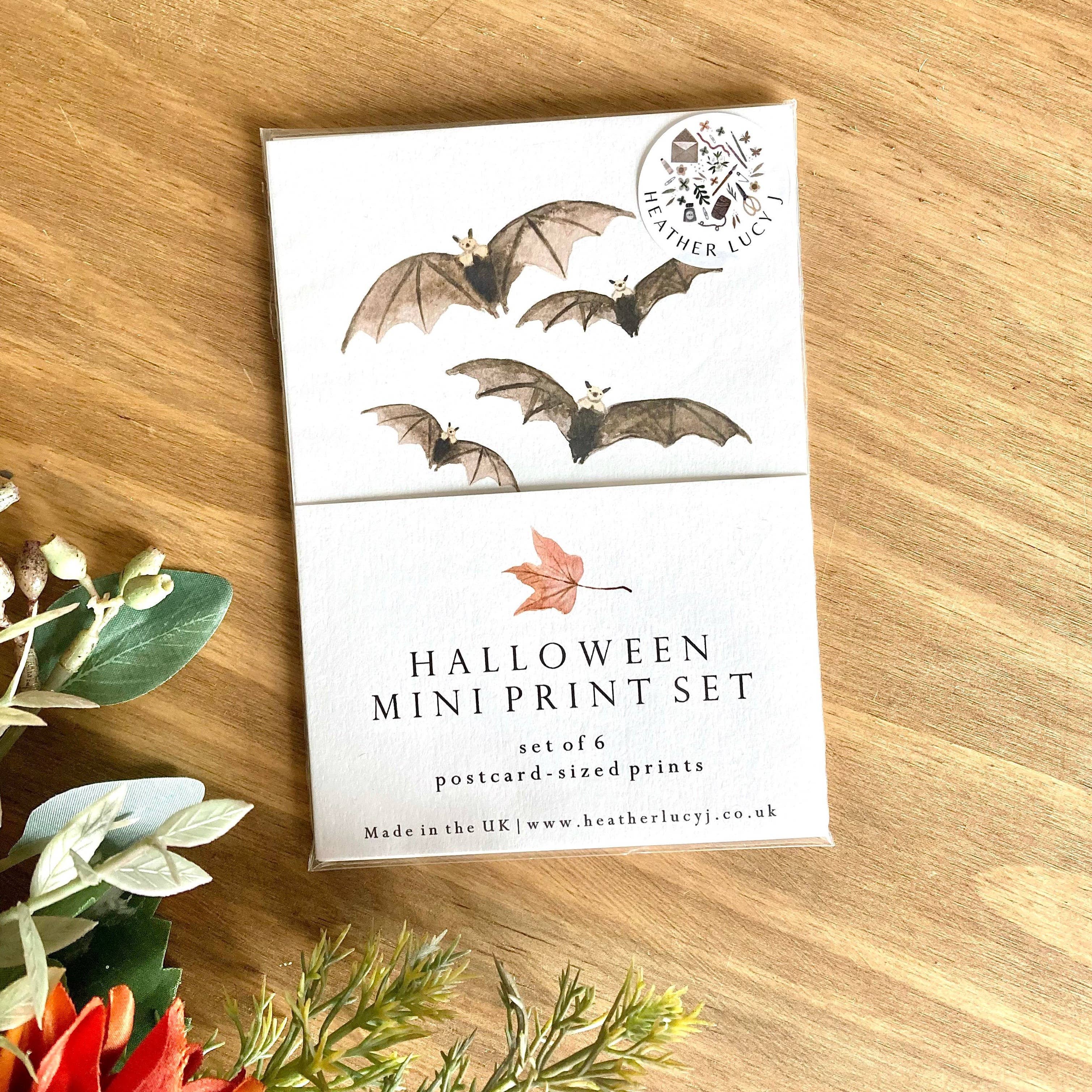 HeatherLucyJ Design - Wholesale Art Print - Set of Watercolour Halloween Mini Prints2
