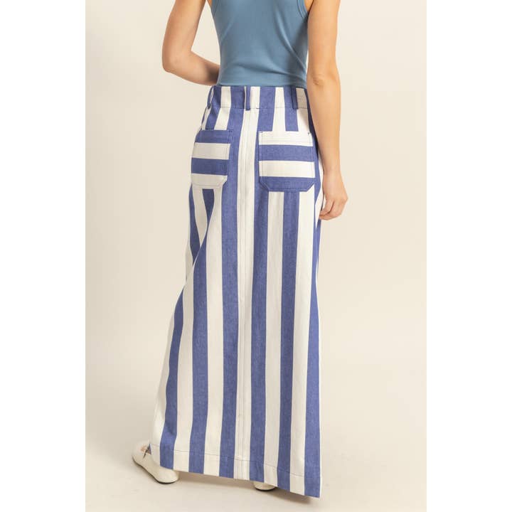 HYFVE - Wholesale Skirt - Women's - DZ25A701-Striped Pocket Detail Maxi Skirt