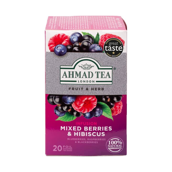 Boîte de 20 sachets de thé - Tisane - Mélange de baies et d'hibiscus pour la vente par Ahmad Tea