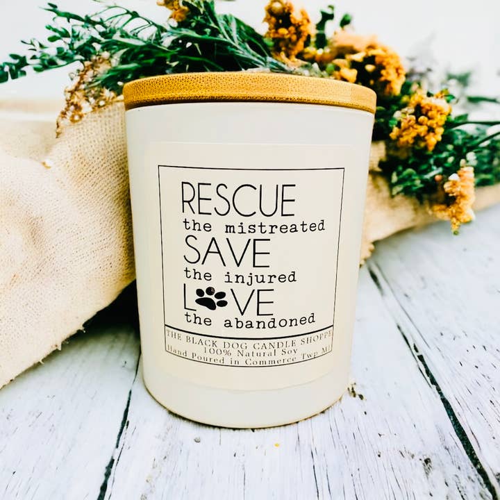 The Black Dog Candle Shoppe - Wholesale Jar/Filled Candle - Rescue, Save, Love Candle