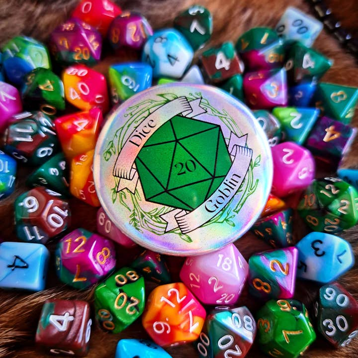 Pink Dice Bag - Wholesale Lapel pin/button - Dice Goblin Flat Holographic Pin Badge1