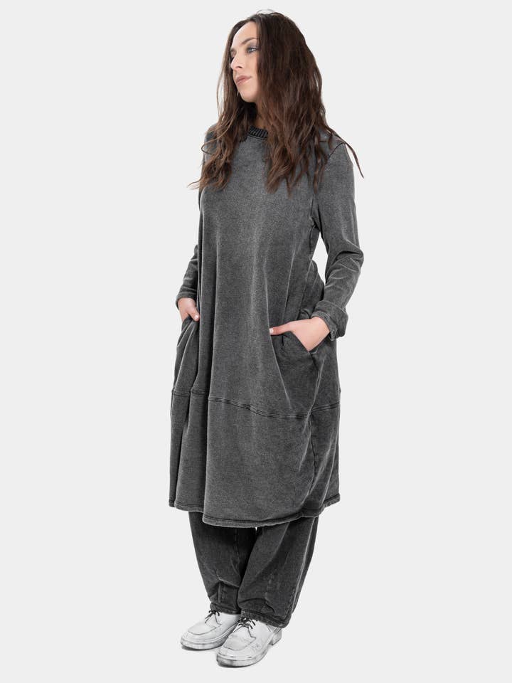 Baci & Amici Fashion - US Continental - Wholesale Dress - Women's - Knit Collar Midi Sweatshirt Dress9