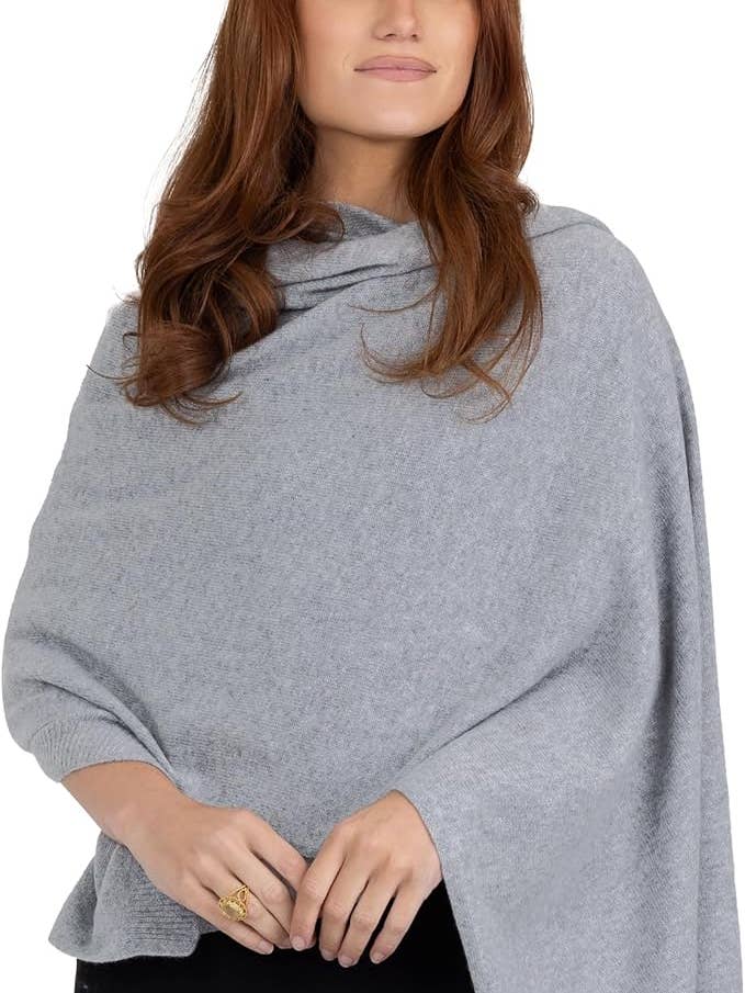 Velanio Lysegrå 100% kashmir strikket wrap-sjal for engroshandel hos Velanio Cashmere