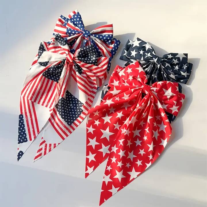 Kate Tuesday Jewelry – wholesale Hair bow – Kids – Patriotic Hair Bow Set of 4