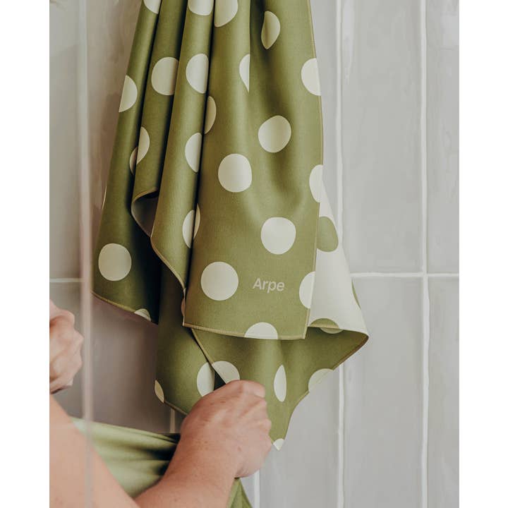 Arpe - Wholesale Bath Towel - Towel Dots Olive Green