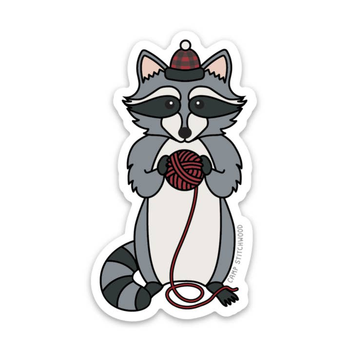 Raccoon Sticker for wholesale by Camp Stitchwood